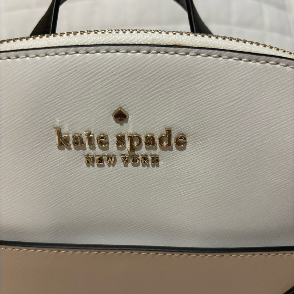 Kate Spade White and Tan Leather Backpack Handbag - Picture 2 of 6